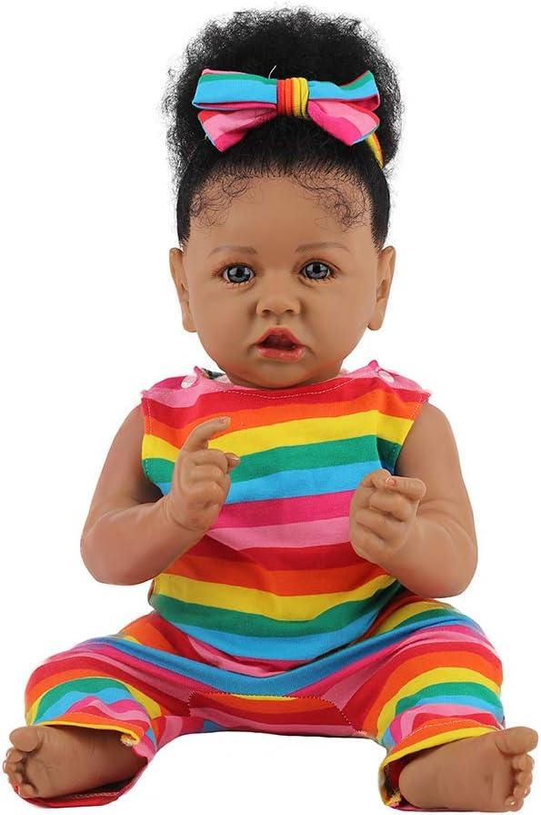 HOOMAI Lifelike Reborn Baby Dolls with Soft Body African American Realistic Girl Doll 22.8 Inch Best Birthday Gift Set