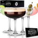 VEMACITY Elegant Espresso Martini Glasses Set of 4 | Classic Coupe Glasses Set of 4 (10oz) | Versatile Coupe Martini Glassware | Great for Champagne, Cosmopolitan, Cosmo, Margarita Glass Sets.