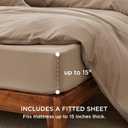 Bedsure Duvet Cover Queen Size with Fitted Sheet - 4 Pieces Prewashed Cotton-Like Polyester Extra Soft Bedding Set, Includes 1 Duvet Cover 90x90 Inches, 2 Pillow Shams, 1 Fitted Sheet, Light Brown