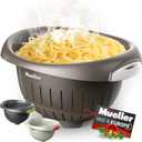 Mueller European Made Colander/Strainer, Heavy Duty Deep for Draining Pasta, Lettuce, Vegetables and Fruit, Dishwasher Safe, Mocca