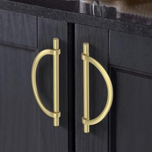 FILTA 10 Pack 6.3 Inch(160mm) Hole Centers Brushed Gold Cabinet Pulls,Stylish Kitchen Cabinet Handles Half Moon Zinc Alloy Cabinet Hardware for Cabinets Cupboard Handles Drawer Pulls