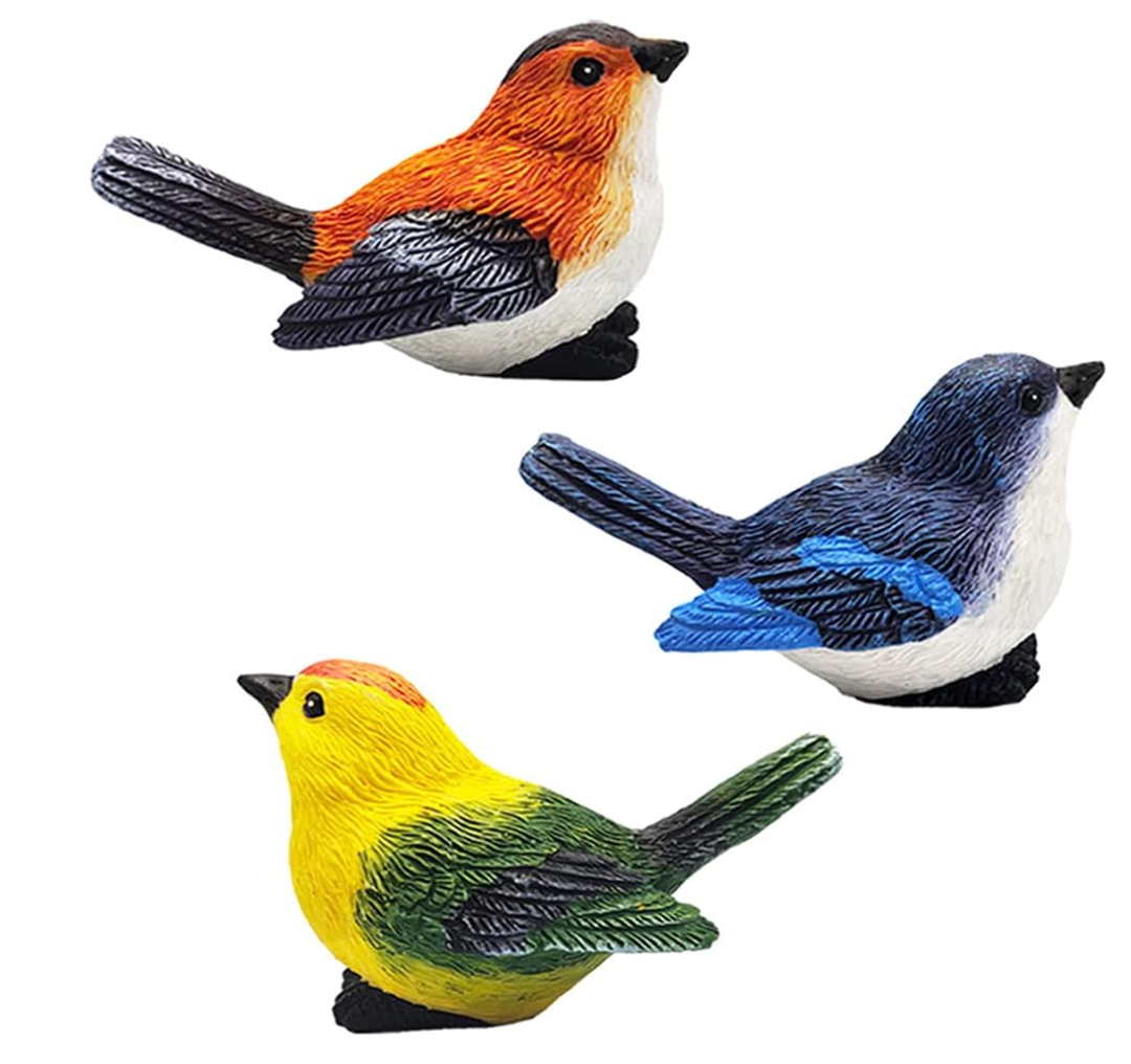 MAOMIA Miniature Bird Decorative Figurines 3 Pcs Mini Bird Figures Animal Model Toys Fairy Garden Decoration Plant Flower Pots Ornaments