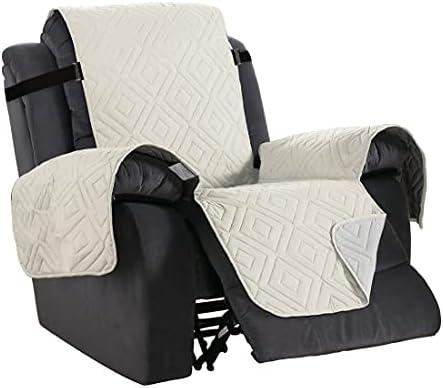 H.VERSAILTEX Reversible Quilted Recliner Covers Water Resistant Furniture Protector for Reclienr Chair with Elastic Straps for Pets Kids Sitting Width Up to 22"(Recliner, Ivory/Beige)