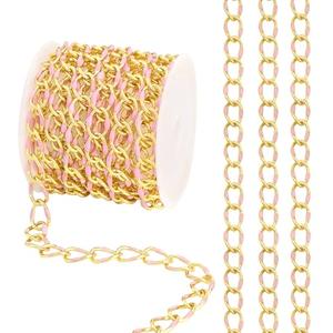 UMAOKANG 2 Meters 18K Gold Plated Brass Chain for Jewelry Making Pink Enamel Chains Bulk for Women Necklace Bracelet DIY Jewelry Chain
