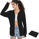 QBK Light Weight Zip Up Hoodie Thin Summer Jacket For Women, Medium