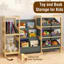 Kids Bookshelf and Toy Storage Organizer with 3-Tier Book Display and Shelves, Kids Toy Organizers and Storage with Bins, Book Shelf for Kids Rooms, Playroom Decor for Toddler Bedroom Nursery