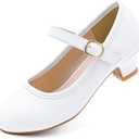 Dufannie Girls Dress Shoes Low Heel Princess Flats Mary Jane Flower Wedding Party Glitter Shoes for Kids Toddler Kid's 11