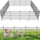 5 Panels No Dig Decorative Outdoor Garden Fence for Yard, 24 in(H) X 10 ft(L) Animal Barrier Fencing Rustproof Metal Wire Panel Border for Dog, Rabbits, and Patio Temporary Ground Stakes