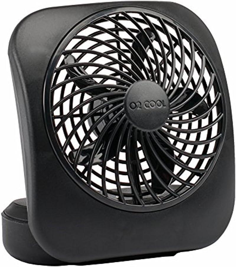 O2COOL Treva 5 Inch Battery Powered Fan Portable Desk Fan 2 Cooling Speeds with Compact Folding & Tilt Design Cubicle Accessories Small Portable (Black)