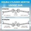 Tandefio 1 Set Double Cylinder Mortise Lock Gate Ornamental Iron Latch Set with 2-1/2" Backset 1" x 7-1/8" Faceplate Polish Brass (Right Hand Reverse)
