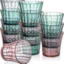 AVLA 12 Pack Plastic Water Tumblers, 10 OZ Unbreakable Acrylic Drinking Glasses, Transparent Reusable Juice Wine Cup, BPA-free Small Stackable Kids Drinkware for Home, Picnic, Party, Dishwasher Safe