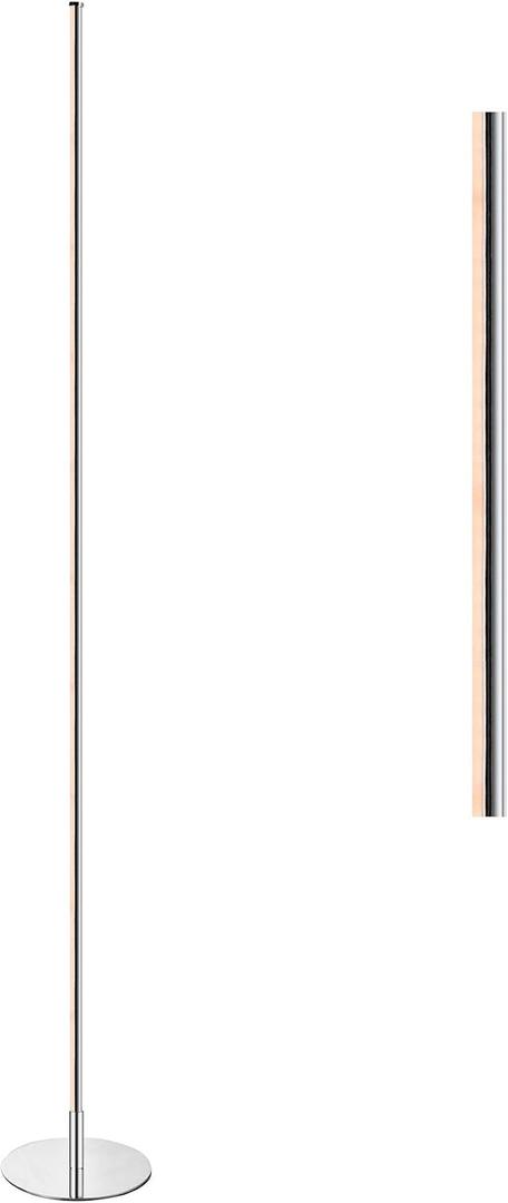 JONATHAN Y 59.5" Chrome Modern LED Integrated Floor Lamp for Living Room, Slim Minimalist Standing Lamp for Bedroom Office, 3000K Warm Light, Foot Switch, ETL Listed JYL7007A