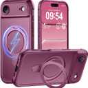 MOCCA Design for iPhone Air Case, Compatible with Magsafe [Premium Invisible Magnetic Ring Stand] [Military Drop Protection] Full Camera Guard Translucent Matte Slim Phone Cover 6.5",Wine Red