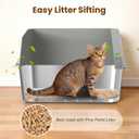 Stainless Steel Sifting Litter Box for Pine Pellets, Sifting Cat Litter Box with Sifter, High Side for Small Cats, Anti-Leakage, Odor Control, Includes Scooper, 17.7" x 13.8" x 11"