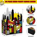 Outus 24 Pcs Hero Party Favor Box Birthday Decorations Colorful Theme Candy Treat Boxes Cardboard Goodies Present Cookies Popcorn Boxes for Kids Baby Shower Parties Carnival Supplies
