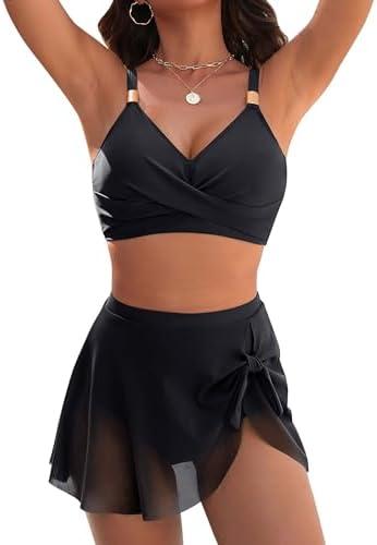 Blooming Jelly Womens High Waisted Bikini Set Gold Metal Two Piece Swimsuits Tummy Control Tie Knot 2025 Bathing Suits (M)