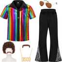 Gorkonpy 70s Outfits for Boys Kids Disco Costume Halloween Party Dress Up, M