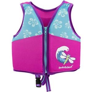 SwimSchool Swim Trainer Vest, Flex-Form, Adjustable Safety Strap, Easy On and Off, Medium/Large, up to 50 Lbs., Pink/Aqua 