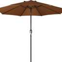 Blissun 9' Outdoor Patio Umbrella, Outdoor Table Umbrella, Yard Umbrella, Market Umbrella with 8 Sturdy Ribs, Push Button Tilt and Crank (Brown)