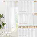 YoungsTex Small White Linen Curtains 36 Inch Length - Half Drapes with Rod Pocket Back Tab Lightweight for Bathroom Kitchen Window Over Sink, 2 Panels, 30 X 36 Inch