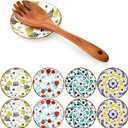 Cedilis Set of 8 Ceramic Spoon Rest for Stove Top, 4.7inch Stove Spoon Holder, Heat Resistant Cooking Utensil Rest for Kitchen, Spatula, Ladles, Tong, Coffee Spoons