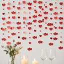 2 Pcs Heart Streamers Red Heart Garland Valentines Decorations Hanging Valentines Garland Double Hearts Sparkling Love Streamer Twinkle Hearts Backdrop Party Decorations for Anniversary 26 Feet