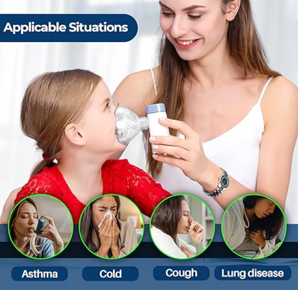 Nebulizer Electric Handheld Mesh - Portable Quiet Steam Inhaler for Adults Kids, Rechargeable Self-Clean Complete Kit for Home Travel