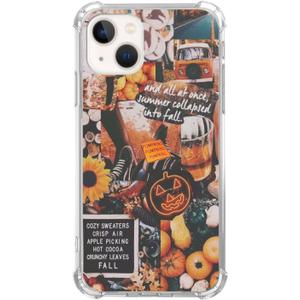 Fall Autumn Aesthetic Collage Case Compatible with iPhone 13, Autumn Pumpkin Halloween Case for iPhone 13 for Teens Men and Women, Cool Trendy TPU Bumper Case Cover