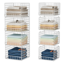 4-Tier Stackable Closet Organizers and Storage Baskets, Closet Shelf Organizer, Space-Saving Clothes Storage Drawer, Foldable Clothes Storage Bins for Closet Organizer System, White(Patent 30022416)