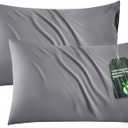 Bedsure Zipper Pillow Cases Queen, Cooling Pillow Cases Queen Size Set of 2, Rayon Derived from Bamboo Cooling Pillowcases for Hot Sleepers, Soft & PureWoven Pillow Covers, Dark Grey, 20x30 Inches