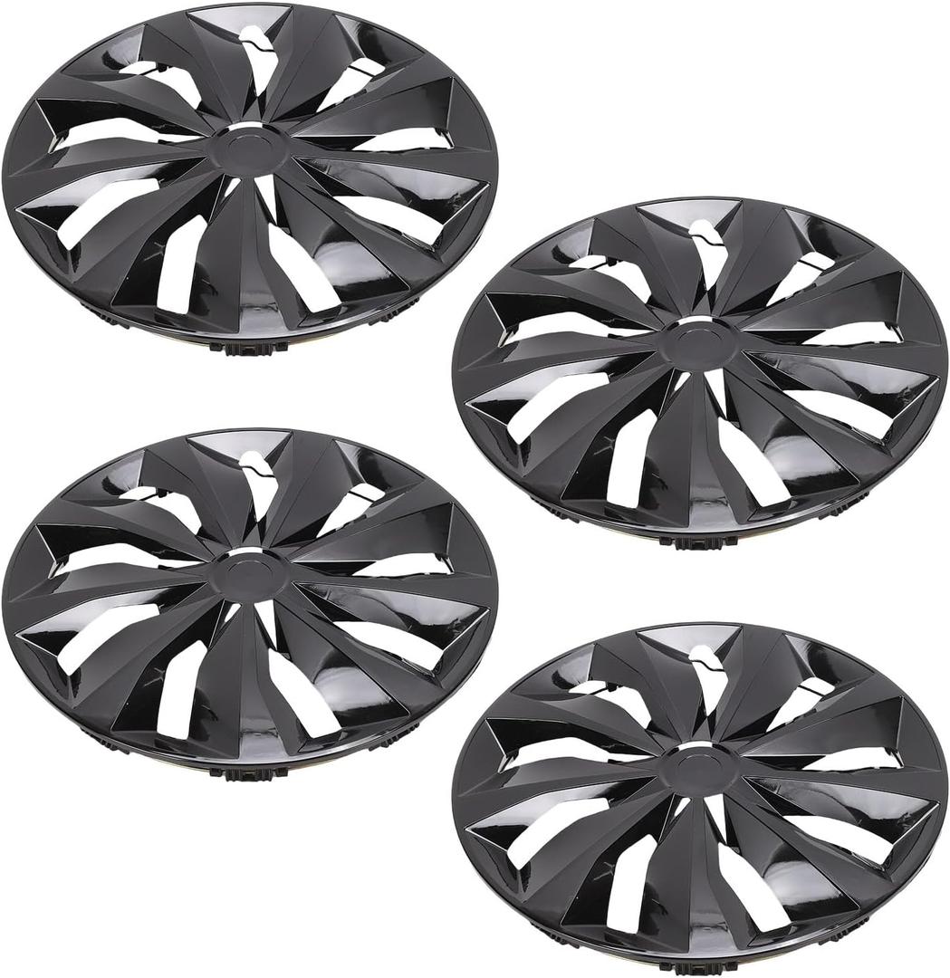 Generic Durable 16 Inch Wheel Hubcap Wheels Rim Covers for Trucks Wear Proof Snap Fit Set of 4 (Black)