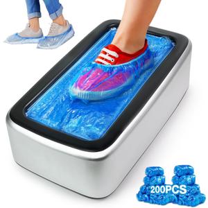 Shoe Covers Dispenser Containing 200pcs Shoe Cover Disposable Non Slip High Quality Automatic Shoe Cover Machine with Disposable Shoe Covers for Indoors for Most Occasion and Shoes Size