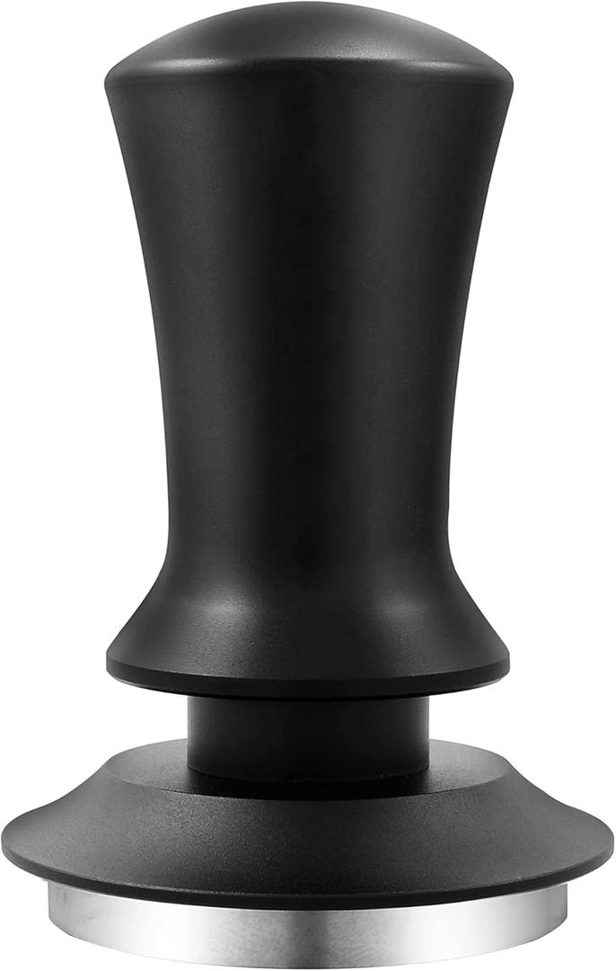 K COOL Espresso Hand Tamper, Premium Barista Coffee Tamper with Calibrated Spring, 100% Flat Stainless Steel Base Tamper for Breville Series 54mm Portafilter Basket (53mm, Black)