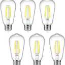 Ascher Dimmable Vintage LED Edison Bulbs, 6W, Equivalent 60W, Bright Cool White 4000K, 80+ CRI, ST58 Antique LED Filament Bulbs, E26 Medium Base, Clear Glass, Pack of 6