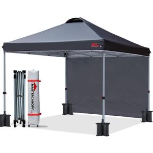 MASTERCANOPY Durable Pop-up Canopy Tent with 1 Sidewall (8'x8',Black) (8x8)
