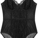 Women's Mock Neck Cutout Front Bodysuit Long Sleeve Turtle Neck Body Suits Sexy Tops Black 3XL