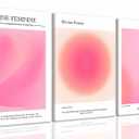 KISSFOX 3 Piece Canvas Wall Art Pink Wall Decor Aura Framed Art Divine Feminine Pictures Trendy Aesthetic Preppy Paintings For Apartment Dorm Women Girls Bedroom