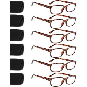 Kerecsen 6-Pack Reading Glasses Blue Light Blocking,Spring Hinge Readers for Men Women,Computer Eyeglasses