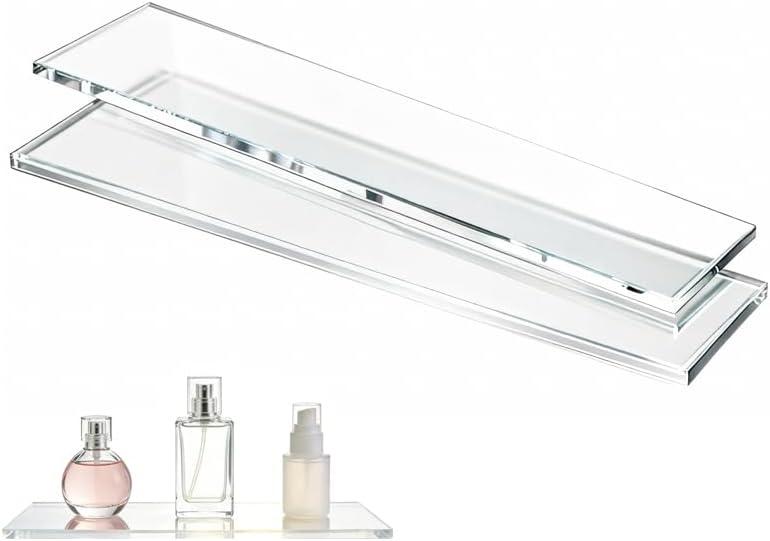 Yunguzi 2 Pcs 13 Inch Clear Acrylic Cabinet Shelf Replacement for Medicine Cabinets and Storage, Polished Safe Edges