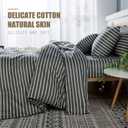 JELLYMONI 100% Natural Cotton 3pcs Striped Duvet Cover Sets, Dark Grey Duvet Cover with White Stripes Pattern Printed Comforter Cover, with Zipper Closure & Corner Ties(King Size)