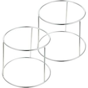 Kichvoe Stainless Steel Seafood Tray Display Rack Double Layer Pan Stand 7.08X6.29X5.90 Inch Multi Tier Food Plate Holder for Pizza and Buffet Serving