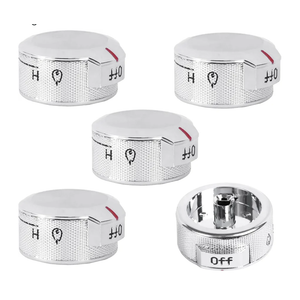 5PCS Upgrade W11156487 W10823529 Oven Range Knob Replacement, Compatible with Whirlpool, Oven Range Knob Silver