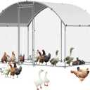 VEVOR Large Metal Chicken Coop with Run, 9.8 x 6.5 x 6.5ft Walk in Chicken Runs for Yard with Waterproof Cover, Dome Roof Large Poultry Cage for Hen House, Duck Coop and Rabbit Run