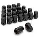 Dynofit M12x1.5 Wheel Lug Nuts Compatible with Ford Focus Fusion Escape 2006-2019, 24pcs 12mmx1.5 Black Wheel Nuts Fit Aftermarket AL Rims,1.38"Height 19mm Hex 60 Degree Closed End Tuner Nut