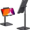 OMOTON Cell Phone Stand, Adjustable Angle Height Desk Phone Dock Holder for iPhone Air /17/17 Pro/XS Max/XR, Samsung Galaxy S20 / S10 / S9 / S8 and Other Phones (3.5-7.0-Inch), Black