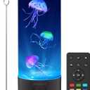 Jellyfish Lamp Bluetooth Speaker with White Noise  7 Color Changing Jelly Fish Tank Aquarium Light, 4 Lighting Modes for Relax & Sleep, Home Office Bedroom Decor, Gift for Kids Teens Adults (Large, Black)