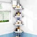 ALLZONE Corner Shower Caddy Tension Pole, Extendable Rustproof Stainless Steel Pole & 4-Tier Adjustable Shelves for Easy Drainage and Built-to-Last Stability, 34 to 116 Inches, Grey, 34 to 116 Inches Height