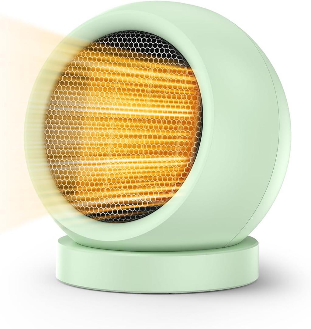 Coolfor Space Heater, 600W Ceramic Desk Heater for Indoor Use, Green