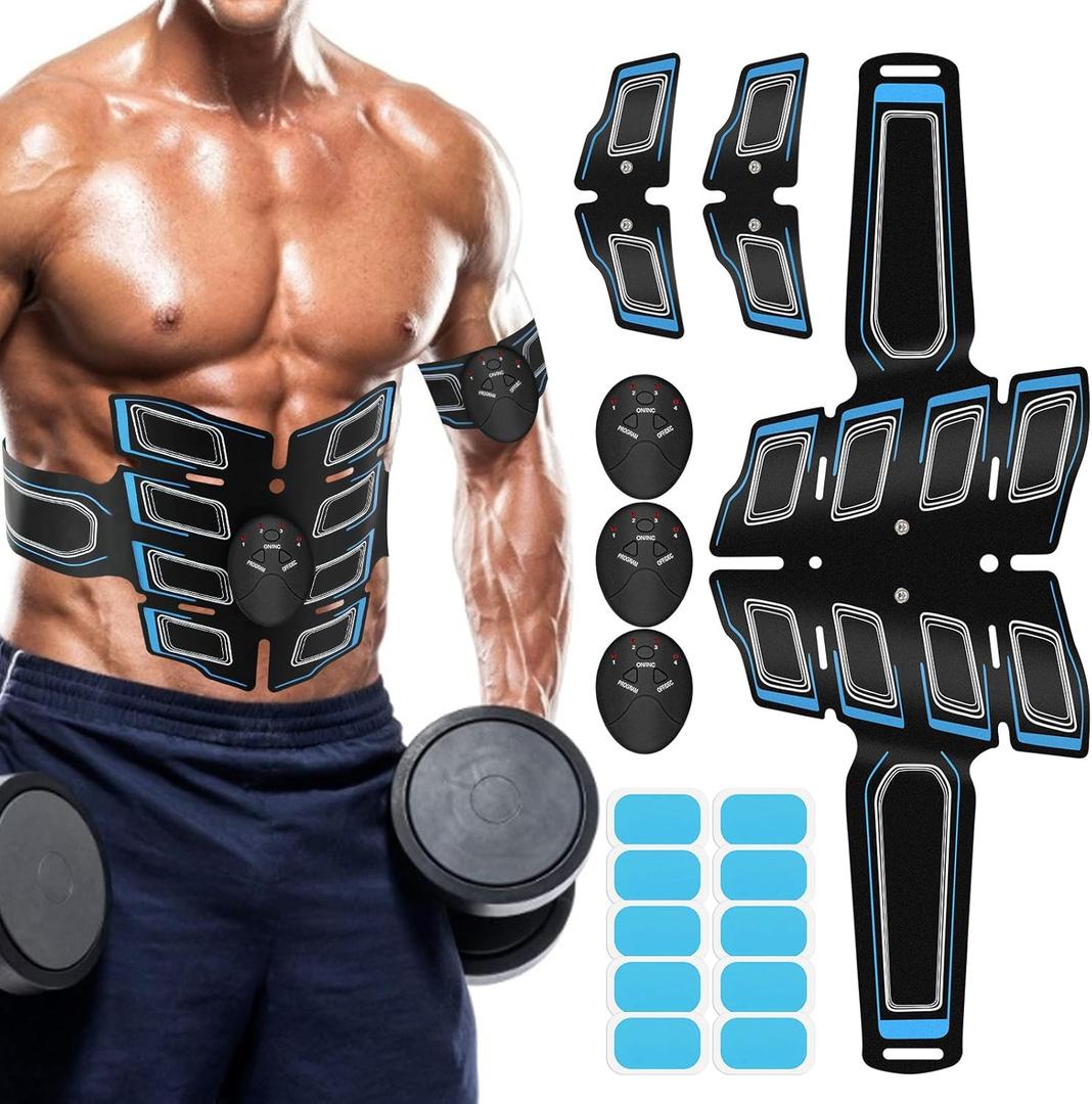 Fitness Belt Abs Stimulator Muscle Training Fitness Workout Equipment Ab Core Toner Belt for Abdominal/Arm/Leg for Home Use (Blue)