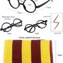 15Pcs Tie Costume Striped Scarf Necktie Wand Wizard Glasses Hat Lightning Bolt Tattoos Halloween Cosplay Party Supplies Accessories for Kids and Adults